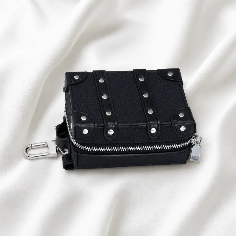 Mini Suitcase Leather Bag Charm – Full-Grain Cowhide Lipstick Pouch | Travel Trunk Keychain Handbag Accessory | Gift for Her