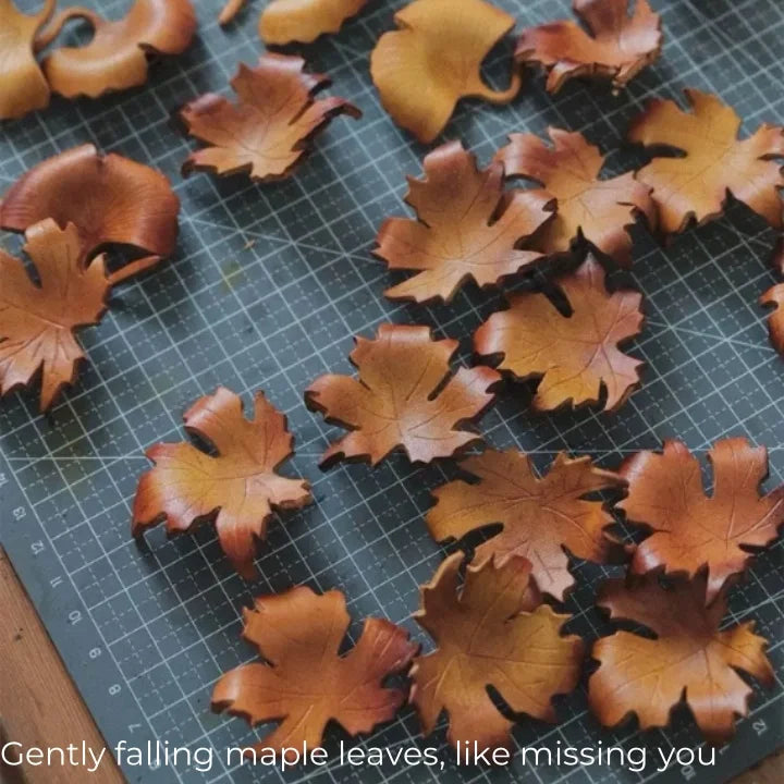 Maple & Ginkgo Leaf Leather Brooch & Hair Clip – Handmade Realistic Autumn Foliage Accessory | Eco-Friendly Forest-Inspired Design | Versatile Pin & Clip