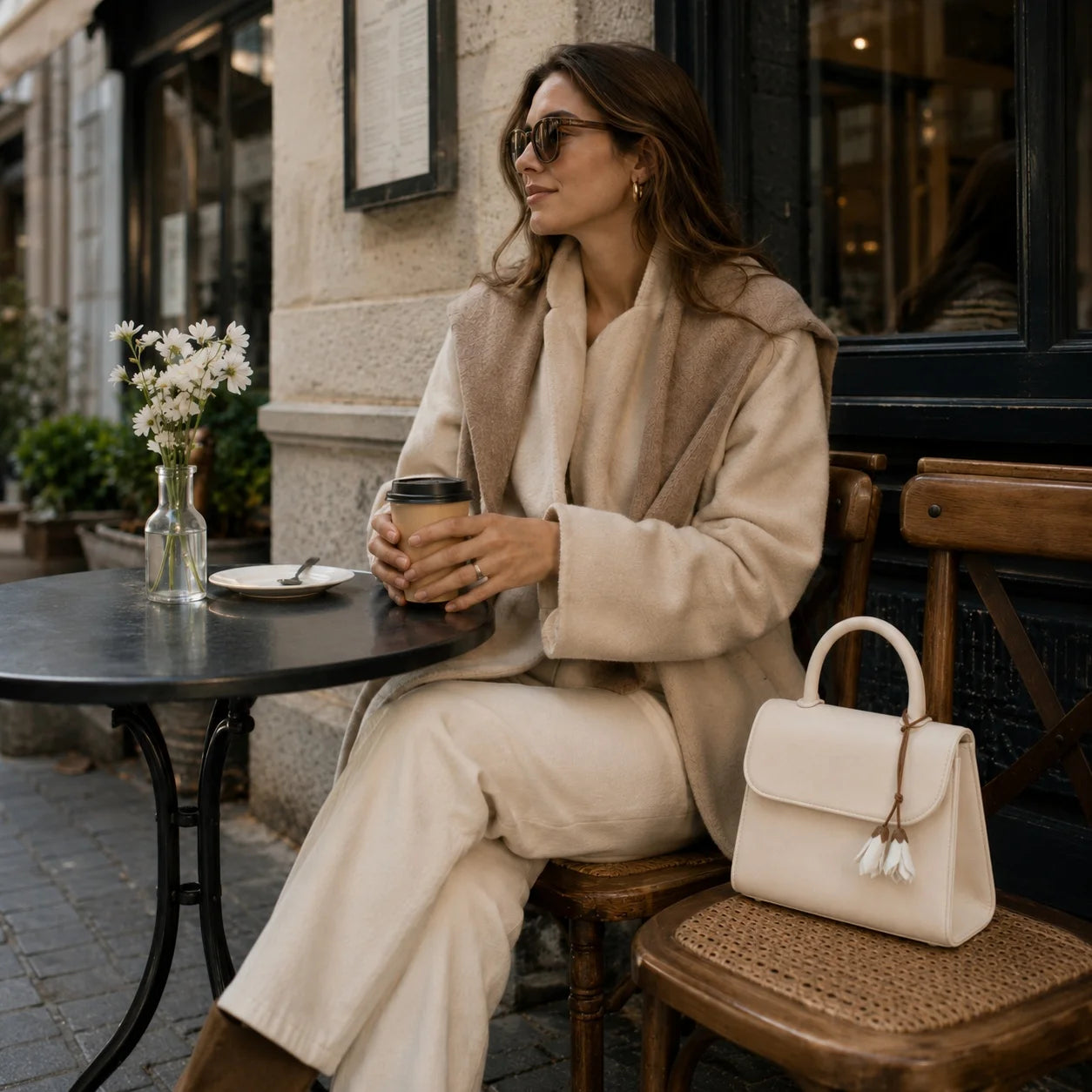 Colgante de bolso de piel Magnolia Blanca – Accesorio botánico hecho a mano Regalo único