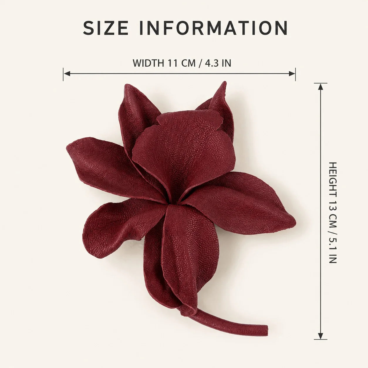 Sculptural Leather Floral Brooch, Handcrafted Statement Flower Pin for Women Gift for her