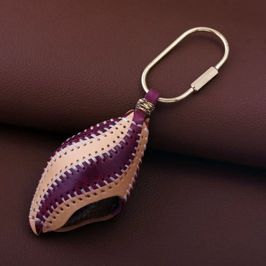 Vintage Shell-Inspired Leather Bag Charm – Handcrafted Full-Grain Cowhide Keychain | Sculptural Handbag Accessory | Elegant Gift for Her