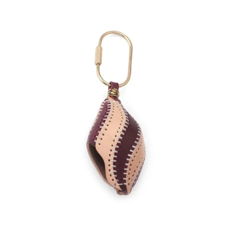 Vintage Shell-Inspired Leather Bag Charm – Handcrafted Full-Grain Cowhide Keychain | Sculptural Handbag Accessory | Elegant Gift for Her