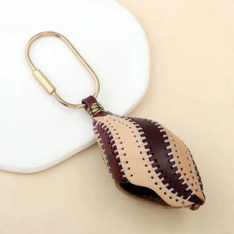 Vintage Shell-Inspired Leather Bag Charm – Handcrafted Full-Grain Cowhide Keychain | Sculptural Handbag Accessory | Elegant Gift for Her