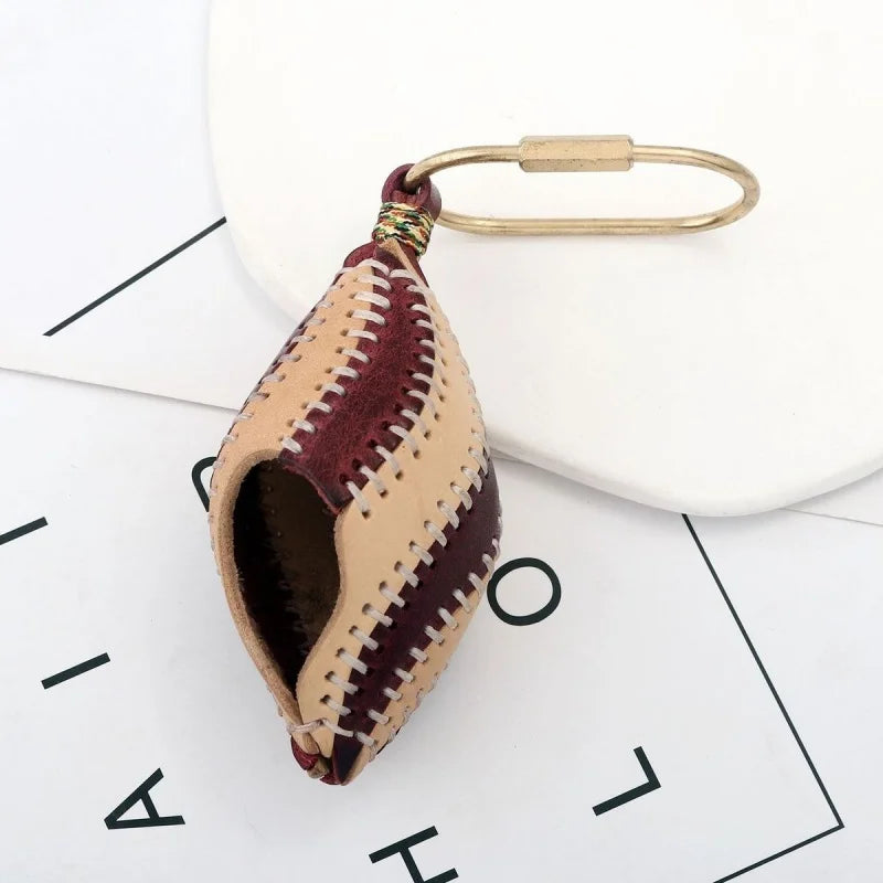 Vintage Shell-Inspired Leather Bag Charm – Handcrafted Full-Grain Cowhide Keychain | Sculptural Handbag Accessory | Elegant Gift for Her