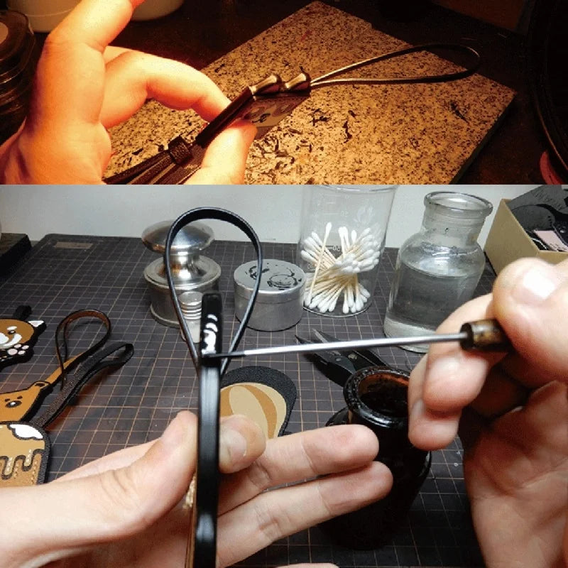 Nordic Mosaic Floral Leather Bag Charm – Handmade Full-Grain Leather Tassel Keychain | Elegant Artisan Pendant for Handbags | Gift for Her