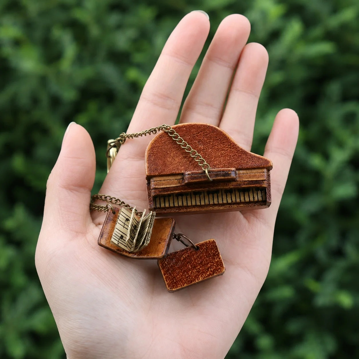 Unique Handcrafted Top-Grain Cowhide Leather Mini Piano Bag Charm – Vintage Music Keychain Purse Accessory, Gift for Her