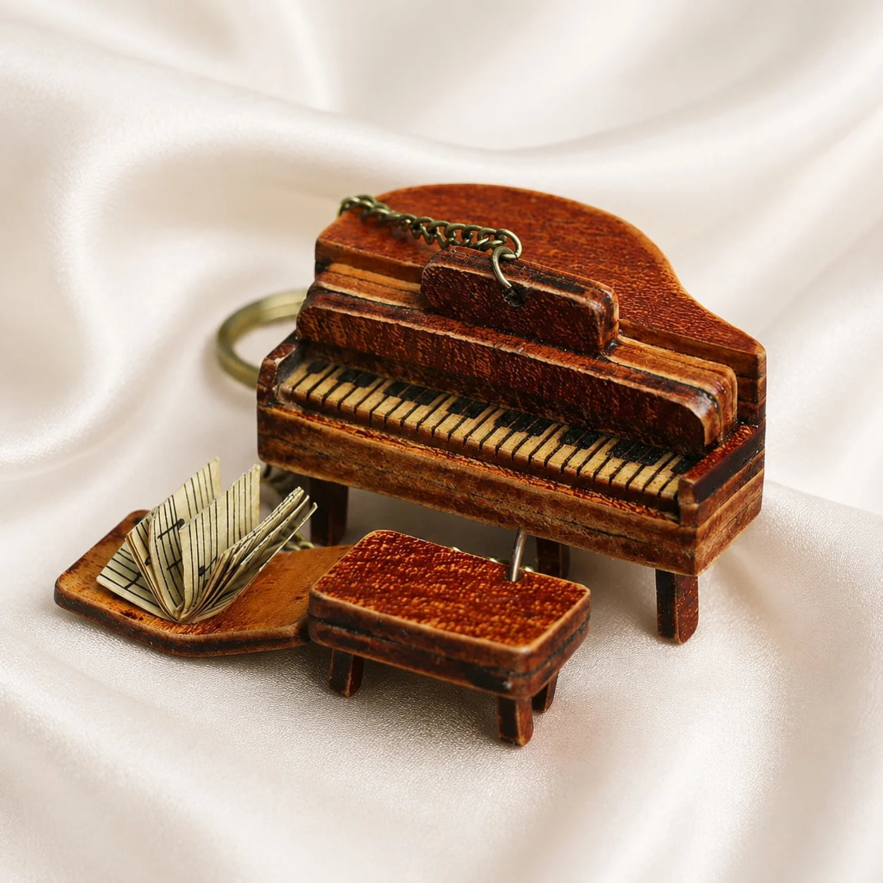 Unique Handcrafted Top-Grain Cowhide Leather Mini Piano Bag Charm – Vintage Music Keychain Purse Accessory, Gift for Her