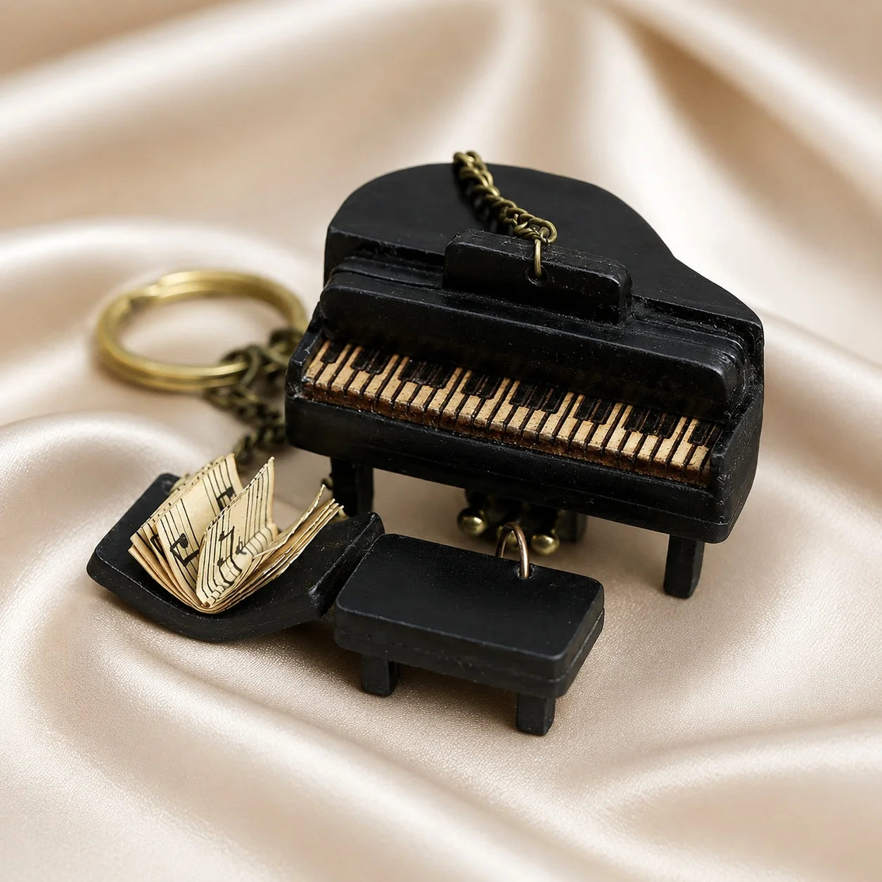 Unique Handcrafted Top-Grain Cowhide Leather Mini Piano Bag Charm – Vintage Music Keychain Purse Accessory, Gift for Her