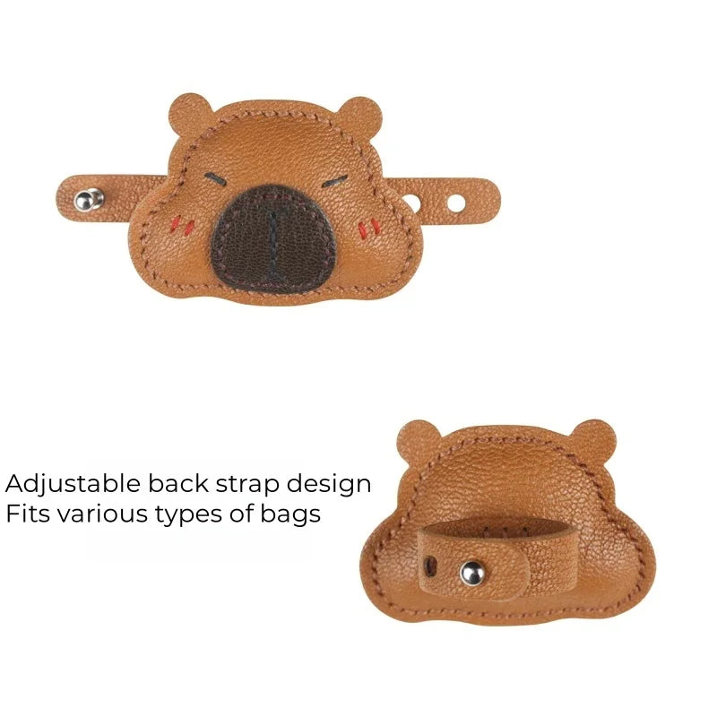 Sleeping Capybara Leather Bag Charm – Handcrafted Premium Animal Pendant in Soft Brown | Lazy Water Pig Keychain | Playful & Luxurious Bag Accessory