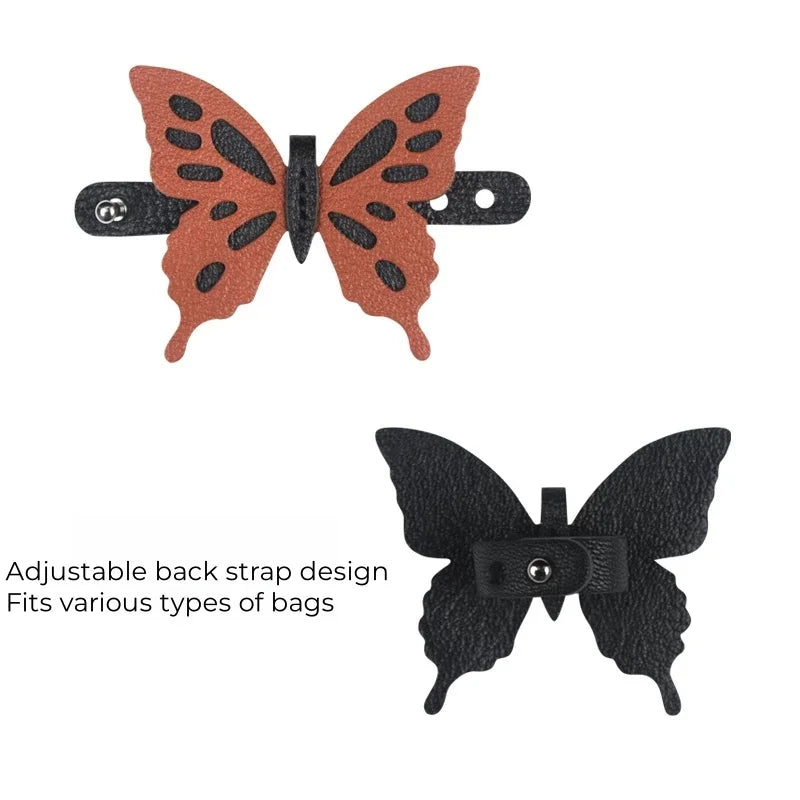 Dancing Butterfly Leather Bag Charm – Handmade Graceful Insect Pendant | Elegant Cowhide Accessory | Whimsical Gift for Women