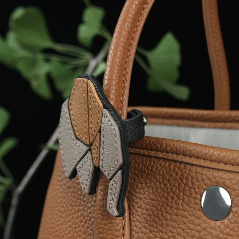 Handcrafted Leather Patchwork Elephant Bag Charm – French Goatskin Luxury Accent