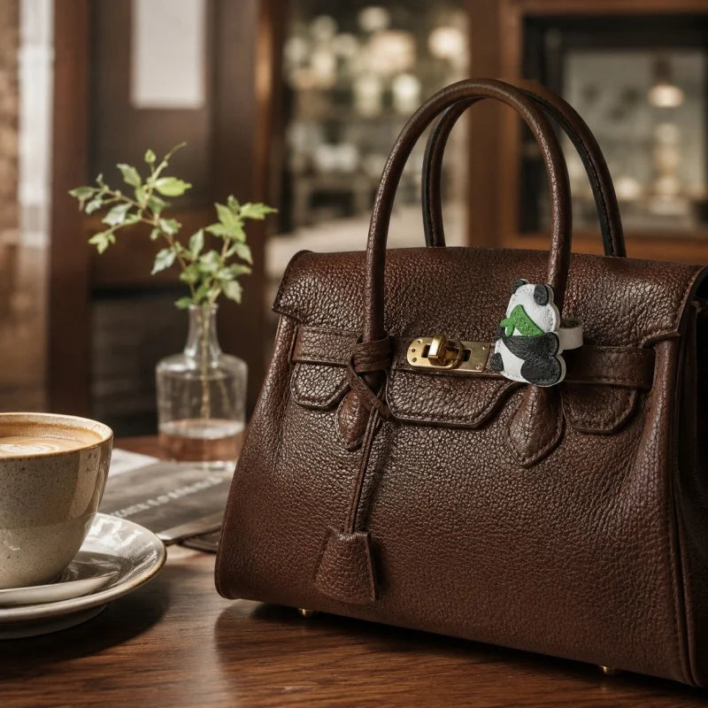 Dije de piel de panda abrazable de bambú para bolso – Colgante hecho a mano de grano completo | Símbolo de buena fortuna y paz | Accesorio artístico de regalo de panda