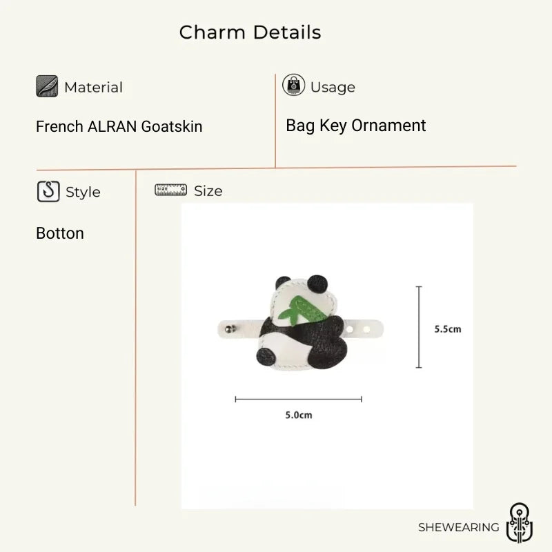 Bamboo Hugging Panda Leather Bag Charm – Handmade Full-Grain Pendant | Symbol of Good Fortune & Peace | Artistic Panda Gift Accessory