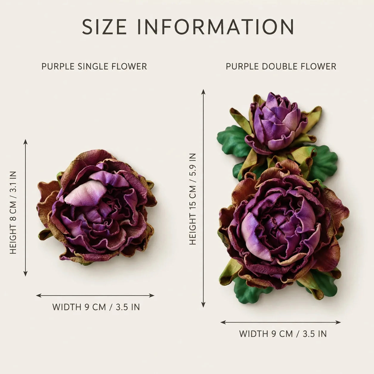 Broche Floral Escultórico de Cuero Convertible Hecho a Mano, Colgante para Bolso y Collar Llamativo – Diseño de Flor Simple o Doble
