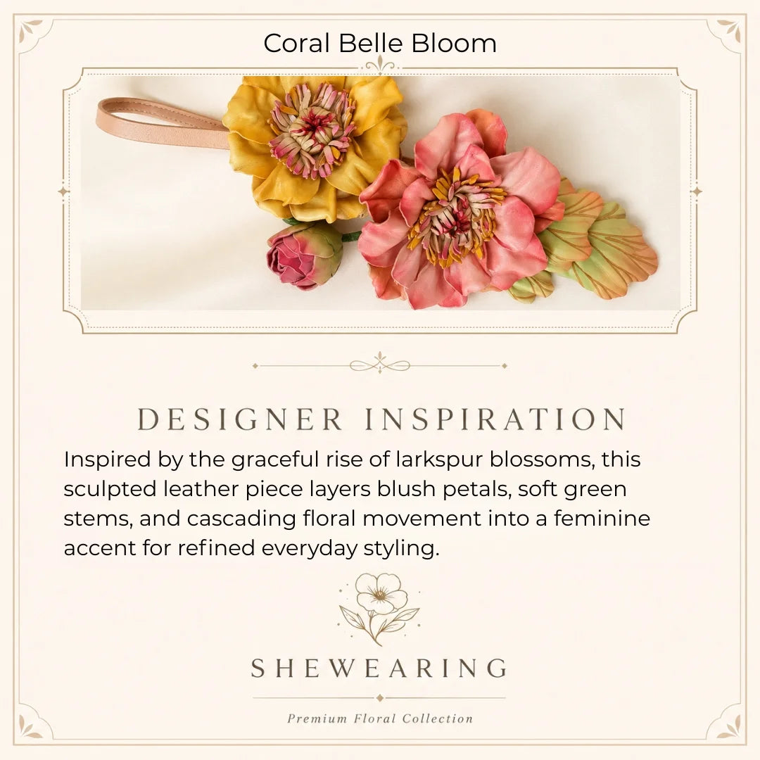 Coral Belle Bloom Leather Bag Charm | Handmade Floral Handbag Charm for Totes & Handbags