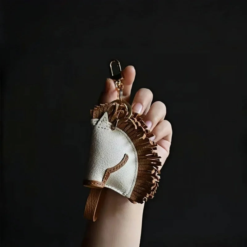 Handmade Horse Leather Bag Charm – Original Design Keychain Pendant | Genuine Cowhide Saddle Style Accessory | Unique Gift for Men & Women