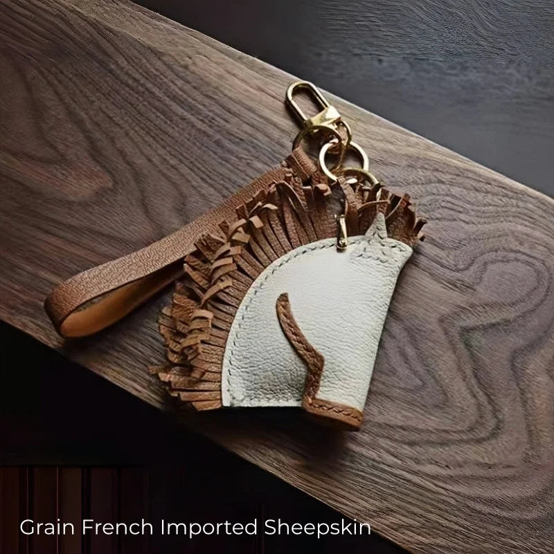 Handmade Horse Leather Bag Charm – Original Design Keychain Pendant | Genuine Cowhide Saddle Style Accessory | Unique Gift for Men & Women