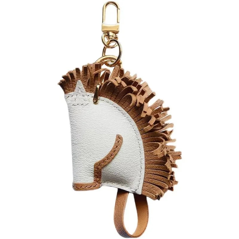 Handmade Horse Leather Bag Charm – Original Design Keychain Pendant | Genuine Cowhide Saddle Style Accessory | Unique Gift for Men & Women