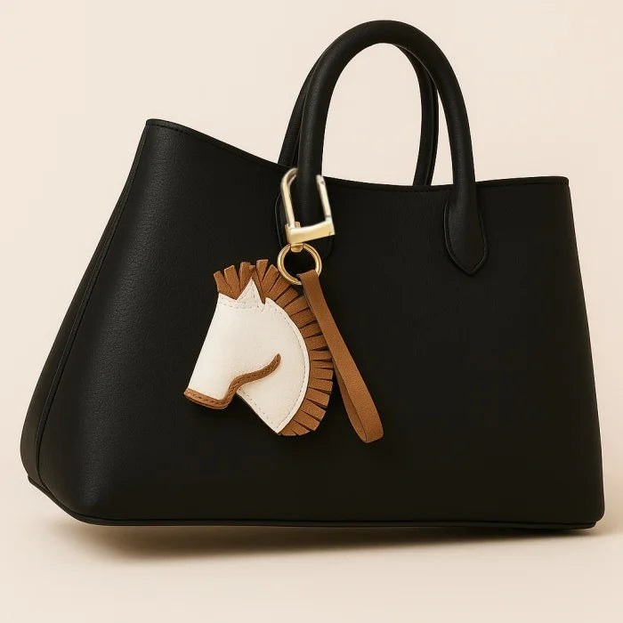 Handmade Horse Leather Bag Charm – Original Design Keychain Pendant | Genuine Cowhide Saddle Style Accessory | Unique Gift for Men & Women