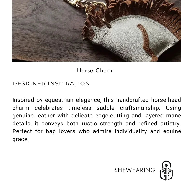 Handmade Horse Leather Bag Charm – Original Design Keychain Pendant | Genuine Cowhide Saddle Style Accessory | Unique Gift for Men & Women