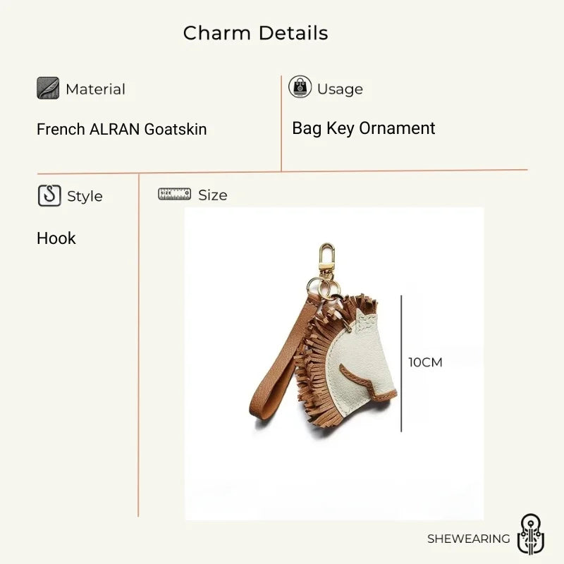 Handmade Horse Leather Bag Charm – Original Design Keychain Pendant | Genuine Cowhide Saddle Style Accessory | Unique Gift for Men & Women