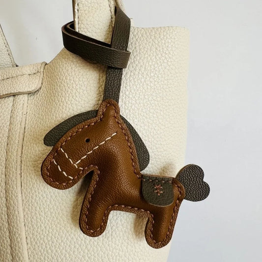 Handmade Leather Little Horse Bag Charm & Keychain – Artisan Leather Pony Pendant | Leather Bag Accessory | Gift for Her