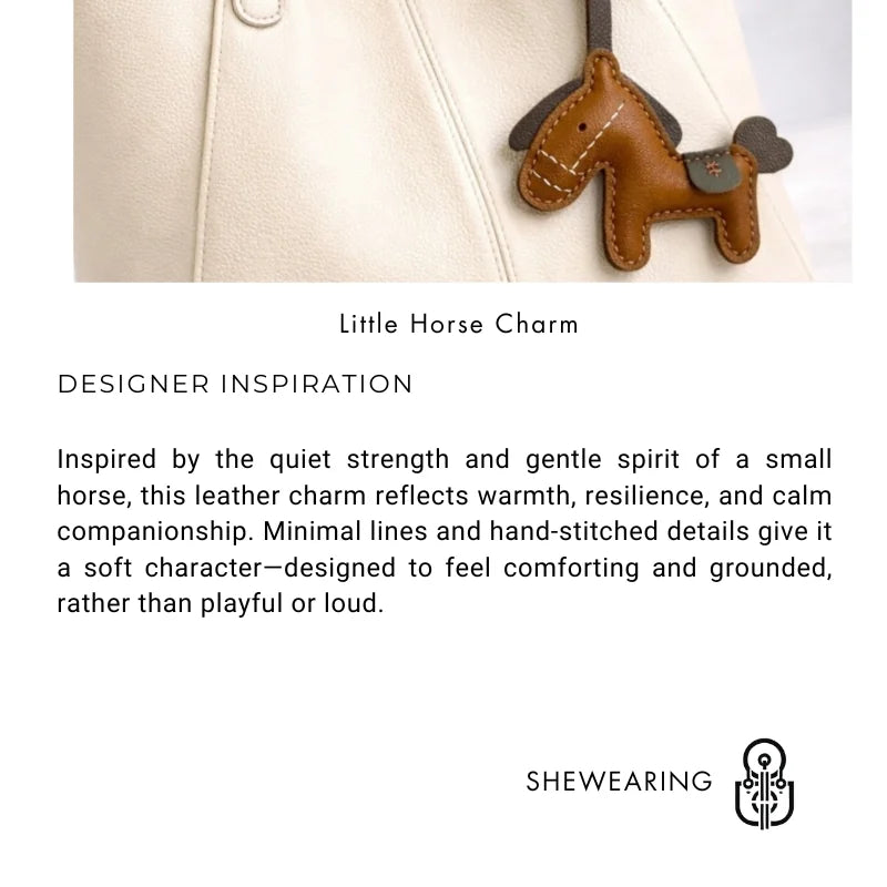 Dije y llavero de caballo de cuero artesanal para bolso – Colgante de poni de cuero artesanal | Accesorio de cuero para bolso | Regalo para ella