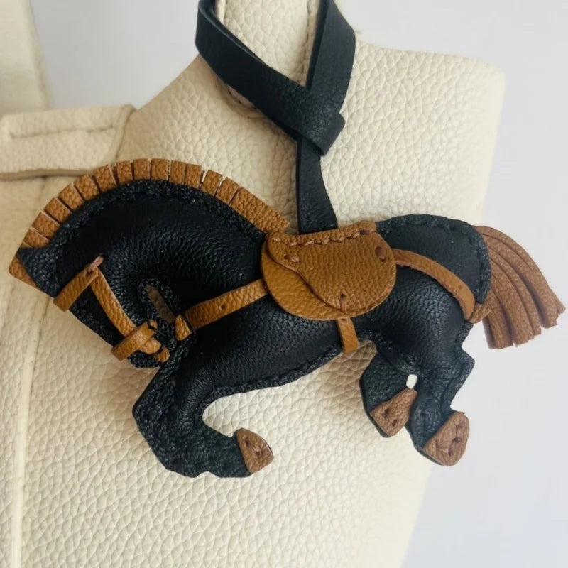 Playful Leather Pony Bag Charm – Handmade Lambskin Horse Keychain | Equestrian-Inspired Handbag Pendant | Cute Artisan Charm Gift for Her