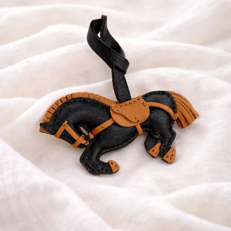 Playful Leather Pony Bag Charm – Handmade Lambskin Horse Keychain | Equestrian-Inspired Handbag Pendant | Cute Artisan Charm Gift for Her