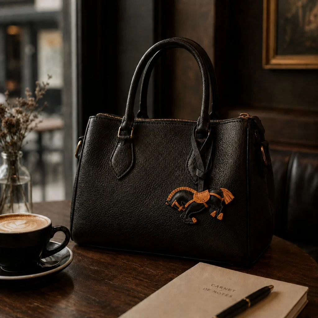 Playful Leather Pony Bag Charm – Handmade Lambskin Horse Keychain | Equestrian-Inspired Handbag Pendant | Cute Artisan Charm Gift for Her