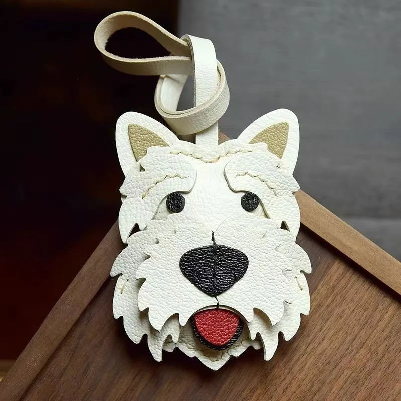 Amuleto de bolsa de cuero West Highland Terrier – Llavero de cuero de grano completo hecho a mano con perro | Bonito colgante accesorio para bolso | Regalo para amantes de los perros