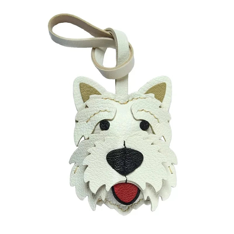 Amuleto de bolsa de cuero West Highland Terrier – Llavero de cuero de grano completo hecho a mano con perro | Bonito colgante accesorio para bolso | Regalo para amantes de los perros