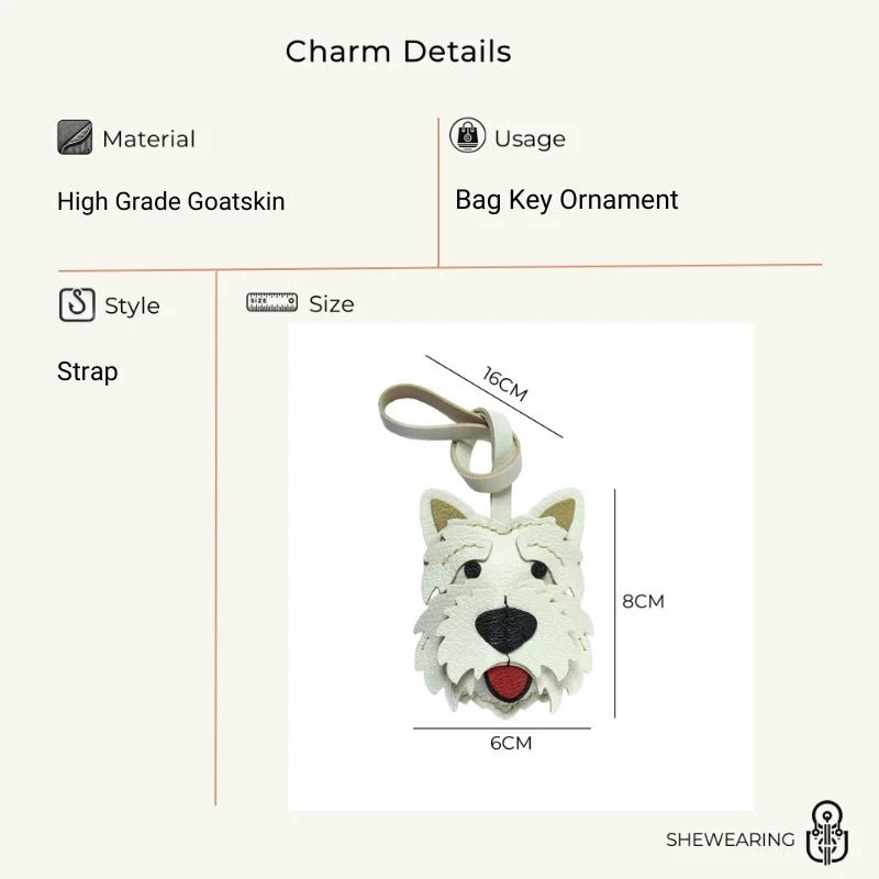 Amuleto de bolsa de cuero West Highland Terrier – Llavero de cuero de grano completo hecho a mano con perro | Bonito colgante accesorio para bolso | Regalo para amantes de los perros