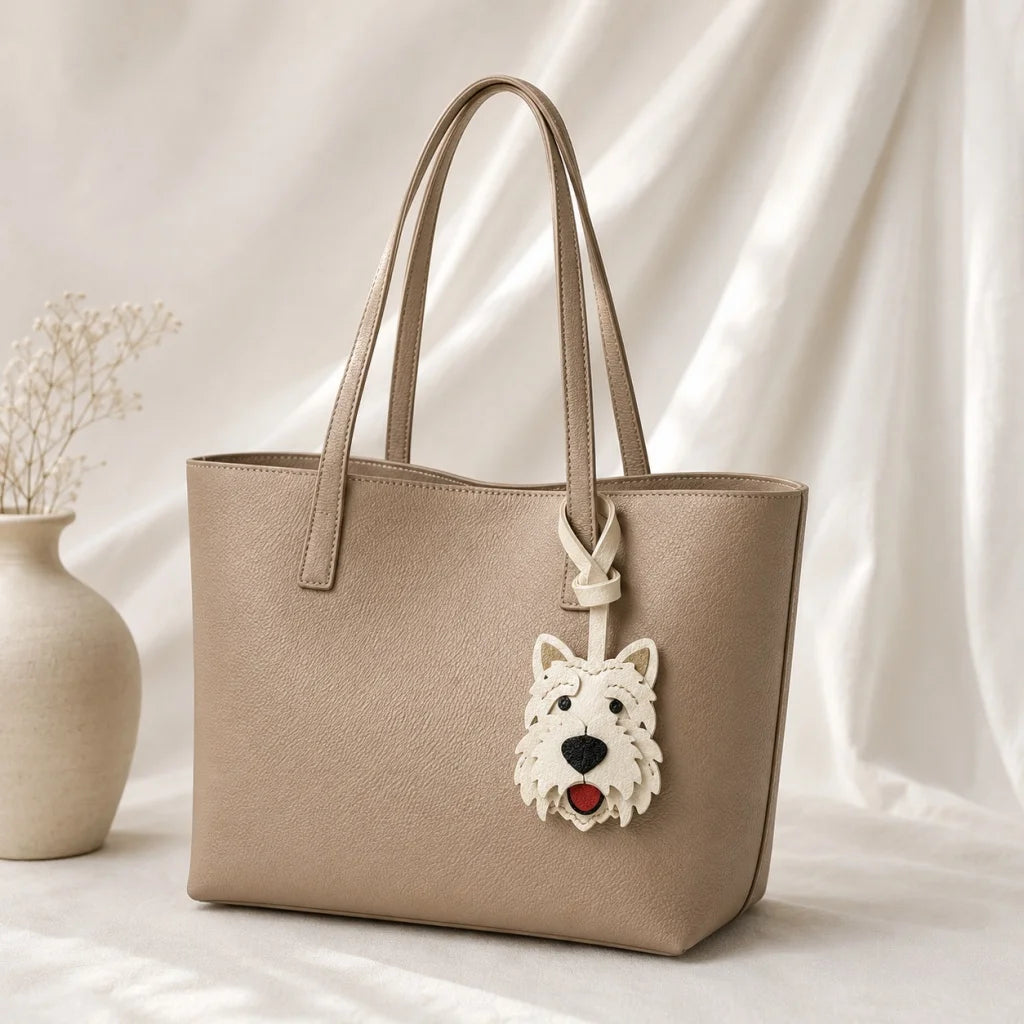 Amuleto de bolsa de cuero West Highland Terrier – Llavero de cuero de grano completo hecho a mano con perro | Bonito colgante accesorio para bolso | Regalo para amantes de los perros
