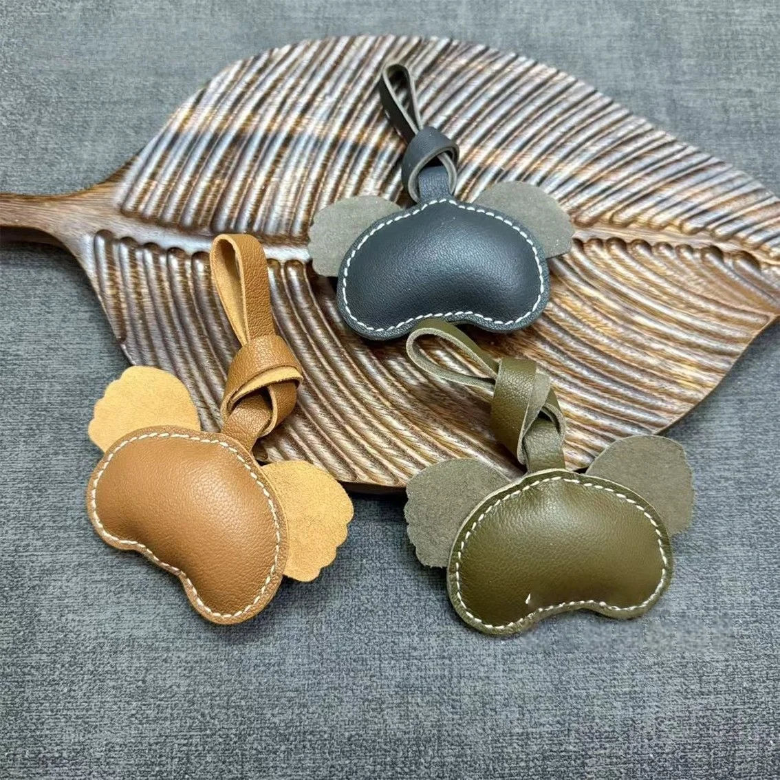 Koala Leather Bag Charm – Handcrafted Sheepskin Pendant for Backpacks, Totes, or Gift Decoration | 3D Animal Design | Whimsical & Premium Accessory in Earth Tones