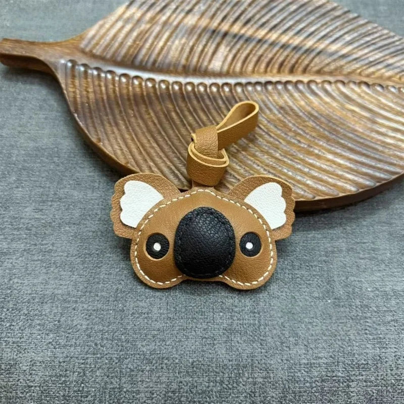 Koala Leather Bag Charm – Handcrafted Sheepskin Pendant for Backpacks, Totes, or Gift Decoration | 3D Animal Design | Whimsical & Premium Accessory in Earth Tones