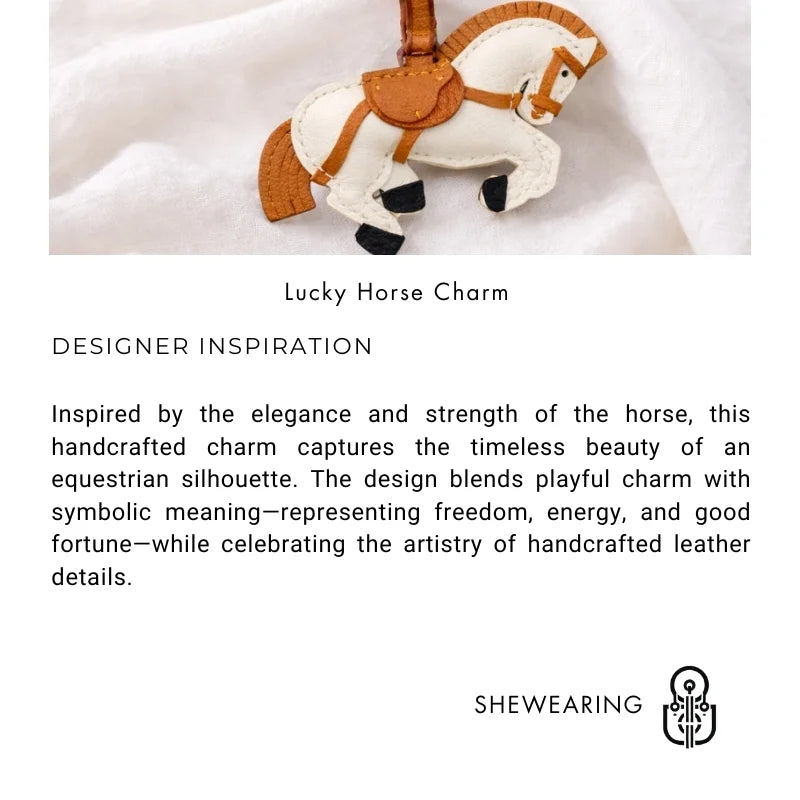 Handmade Leather Horse Bag Charm – Zodiac Horse Purse Pendant | Genuine Leather Equestrian Handbag Accessory | Lucky Horse Keychain Gift for Her