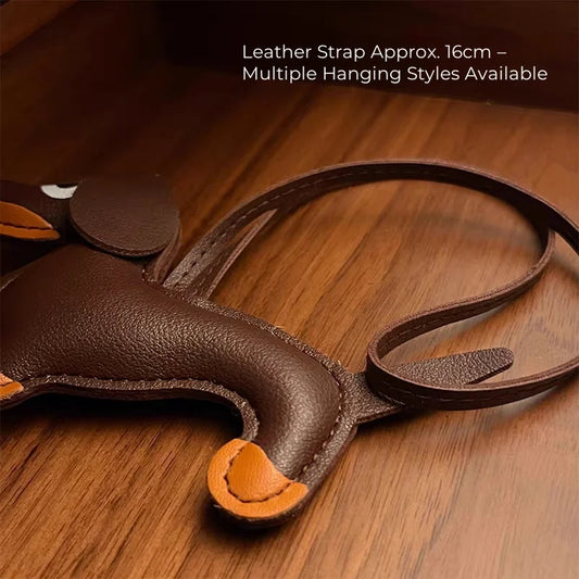 Choco Dachshund Leather Bag Charm – Handcrafted French Lambskin Pendant | Sausage Dog Keychain | Playful Gift for Pet Lovers