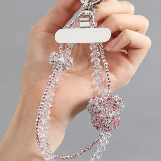 Crystal Beaded Bear Phone Charm – Handmade Rhinestone Teddy Pendant | Elegant Woven Bracelet-Inspired Accessory | Chic Bag & Phone Decoration Gift