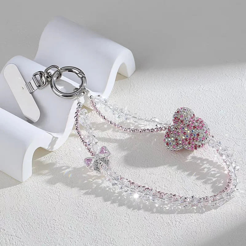 Crystal Beaded Bear Phone Charm – Handmade Rhinestone Teddy Pendant | Elegant Woven Bracelet-Inspired Accessory | Chic Bag & Phone Decoration Gift