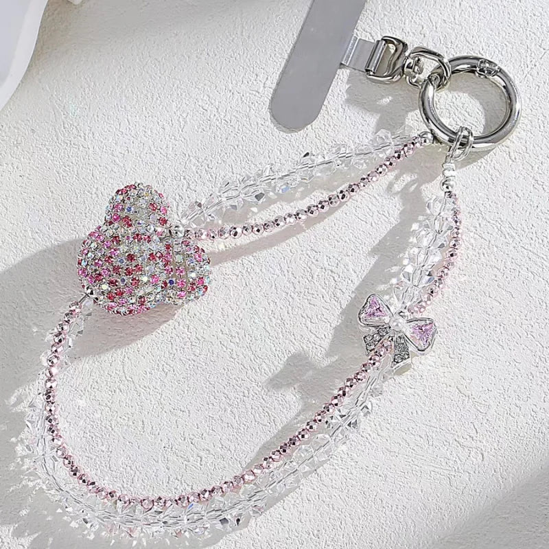 Crystal Beaded Bear Phone Charm – Handmade Rhinestone Teddy Pendant | Elegant Woven Bracelet-Inspired Accessory | Chic Bag & Phone Decoration Gift