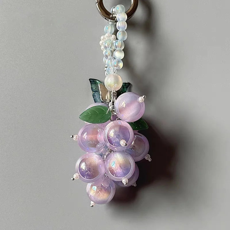 Crystal Grape Charm Series – Handmade Beaded Phone & Bag Accessories | Fruity Elegance Collection