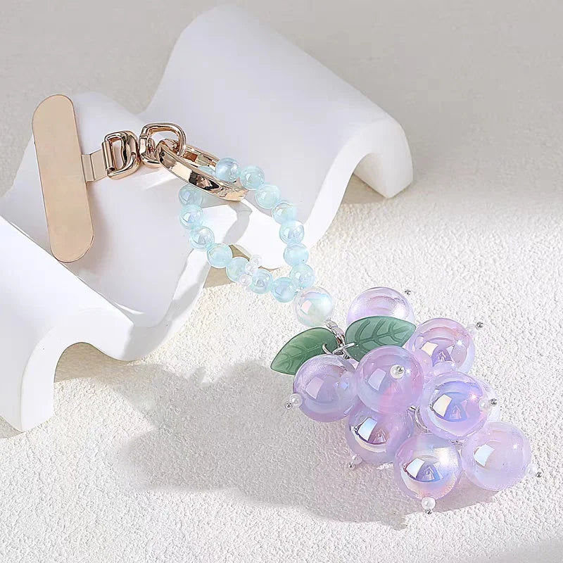 Crystal Grape Charm Series – Handmade Beaded Phone & Bag Accessories | Fruity Elegance Collection