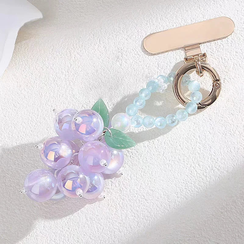 Crystal Grape Charm Series – Handmade Beaded Phone & Bag Accessories | Fruity Elegance Collection
