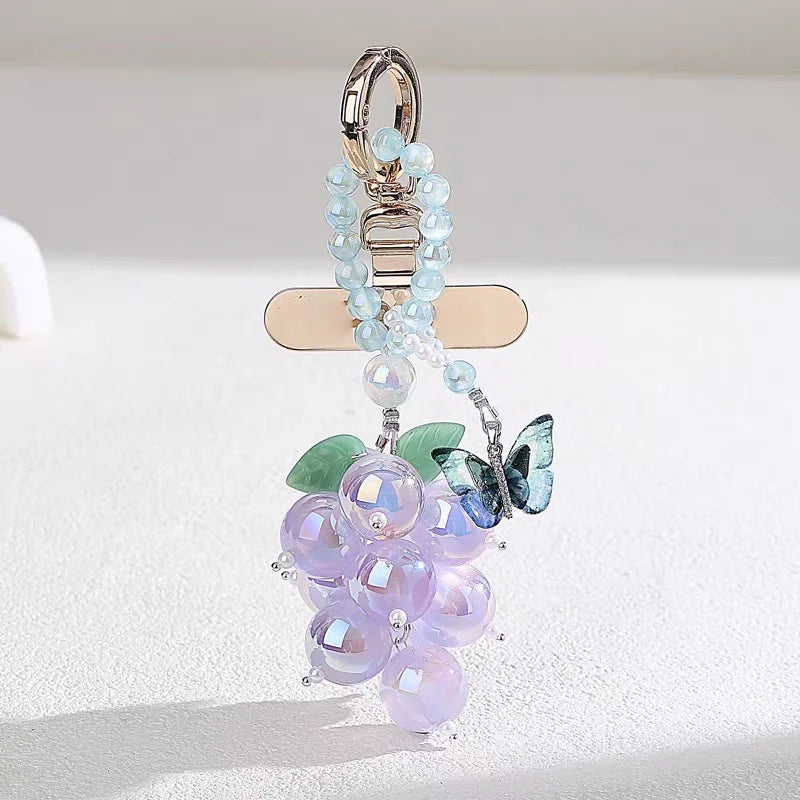Crystal Grape Charm Series – Handmade Beaded Phone & Bag Accessories | Fruity Elegance Collection