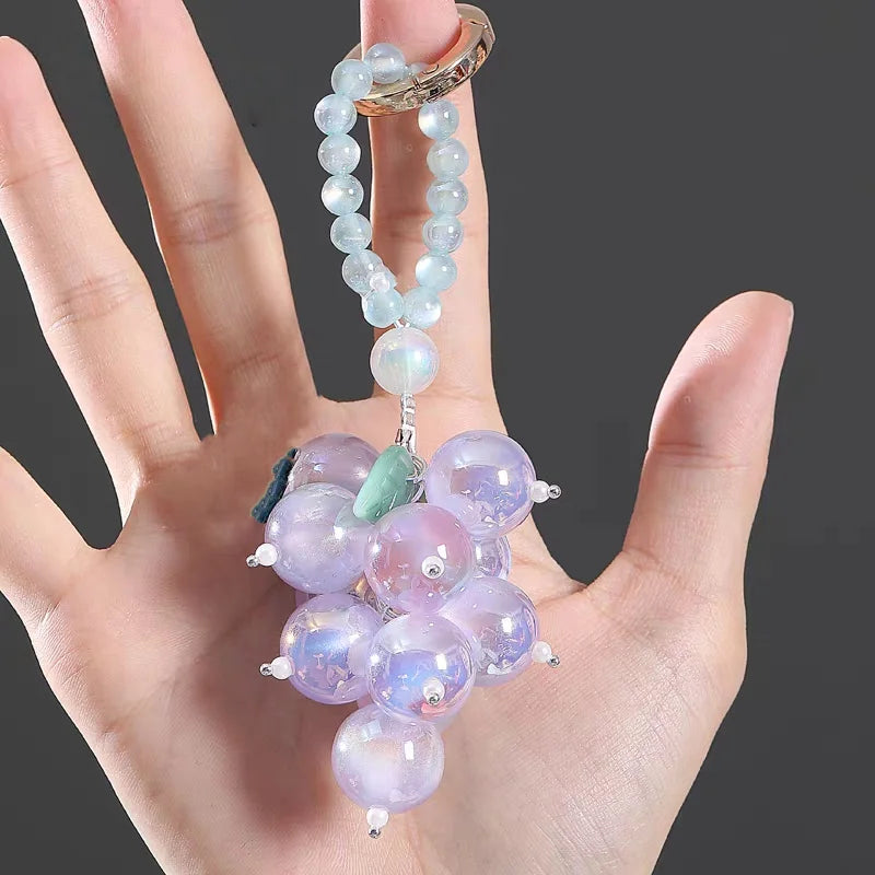 Crystal Grape Charm Series – Handmade Beaded Phone & Bag Accessories | Fruity Elegance Collection