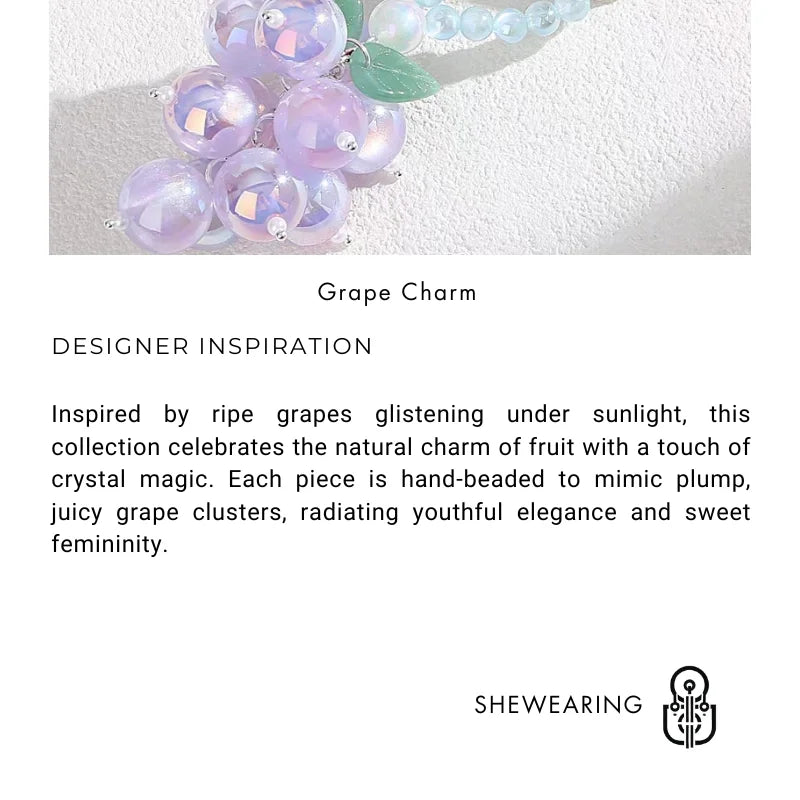 Crystal Grape Charm Series – Handmade Beaded Phone & Bag Accessories | Fruity Elegance Collection