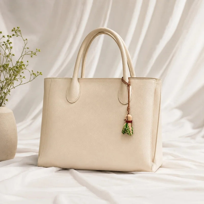 Dije de repollo de cuero: accesorio divertido para bolso de verduras, piel de vacuno plena flor, llavero y marcapáginas, diseño creativo para uso diario.