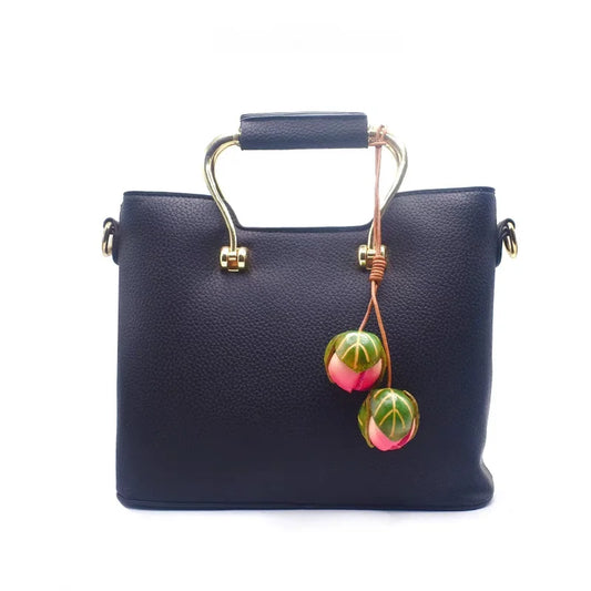 Joyful Bloom Leather Bag Charm – Handmade Full-Grain Leather Flower Pendant | Botanical-Inspired Keychain | Unique Gift & Handbag Accessory