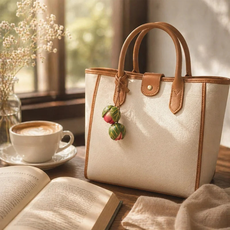 Dije para bolso de cuero Joyful Bloom: colgante de flor de cuero flor hecho a mano | Llavero de inspiración botánica | Regalo único y accesorio para bolso